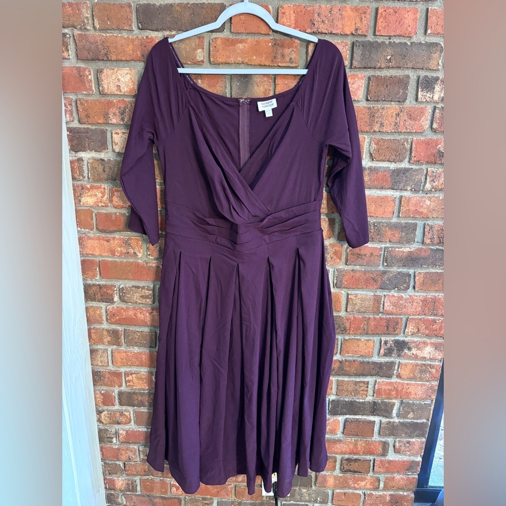 Unique Vintage womens Marceline retro swing party cocktail dress burgundy 2X